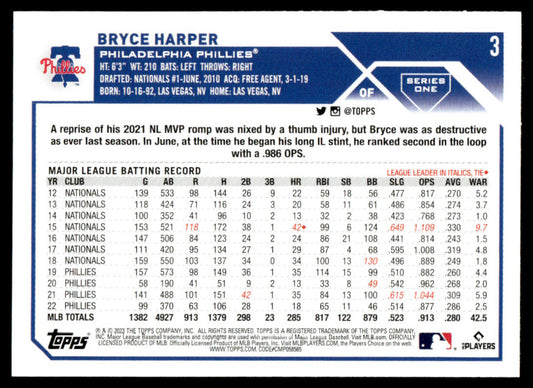 2023 Topps Baseball #3 - Bryce Harper