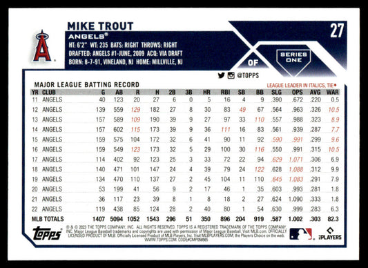 2023 Topps Baseball #27 - Mike Trout