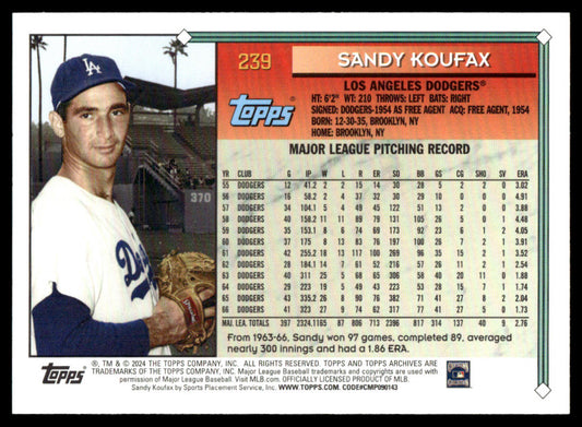 2024 Topps Archives Baseball #239 - Sandy Koufax
