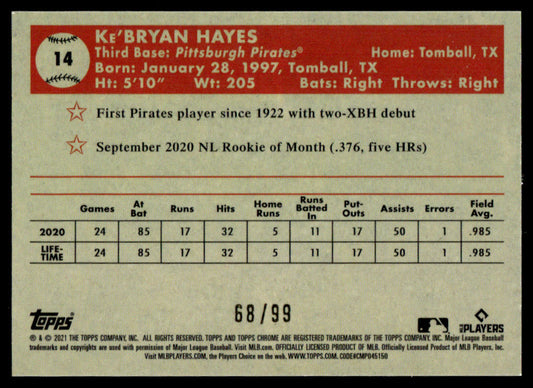 2022 Topps Chrome Platinum White/Green Refractor #309 - Ke'Bryan Hayes