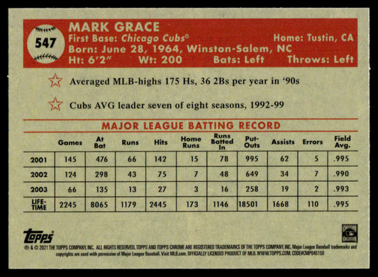 2021 Topps Chrome Platinum Anniversary Baseball #547 - Mark Grace
