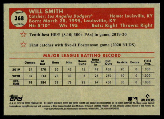 2021 Topps Chrome Platinum Anniversary Baseball #368 - Will Smith