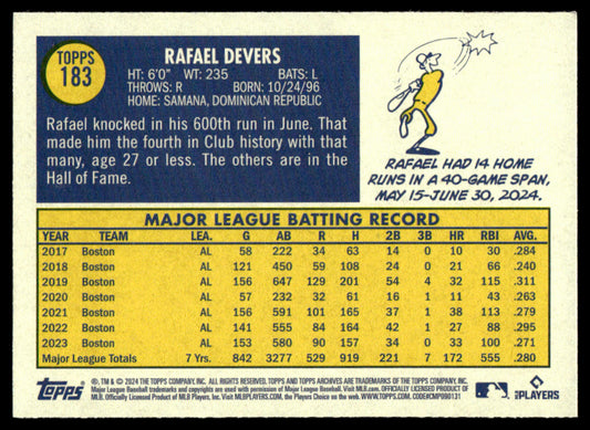 2024 Topps Archives Baseball #183 - Rafael Devers