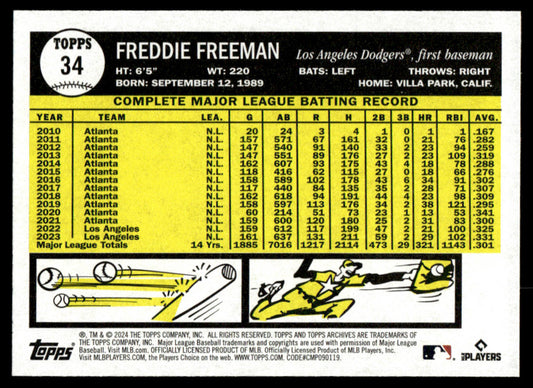 2024 Topps Archives Baseball #34 - Freddie Freeman