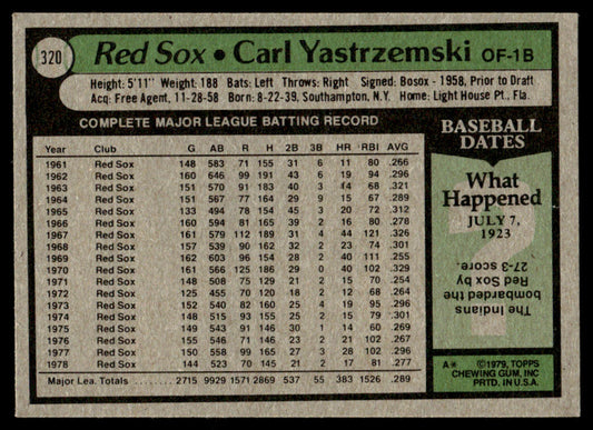 1979 Topps Baseball #320 - Carl Yastrzemski - NM