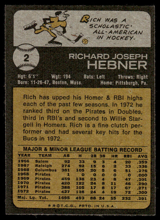 1973 Topps Baseball #2 - Rich Hebner - NM