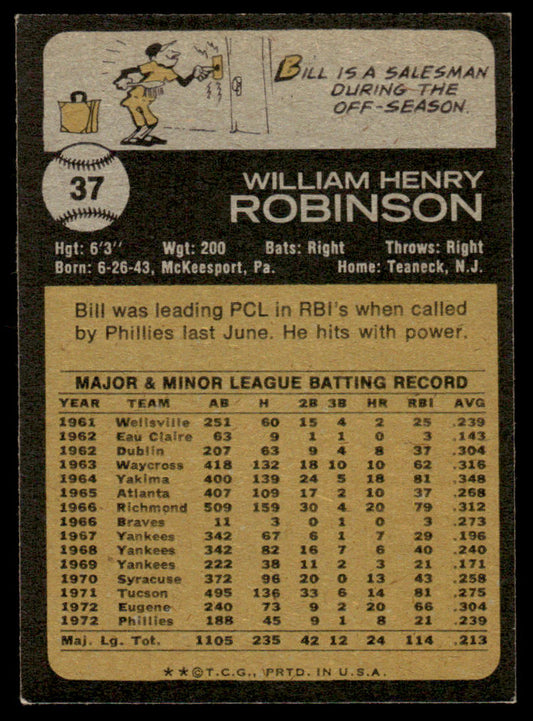 1973 Topps Baseball #37 - Bill Robinson - NM