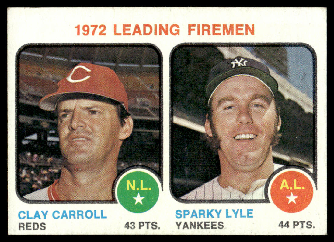 1973 Topps Baseball #68 - 1972 Leading Firemen (Carroll/Lyle) - EX