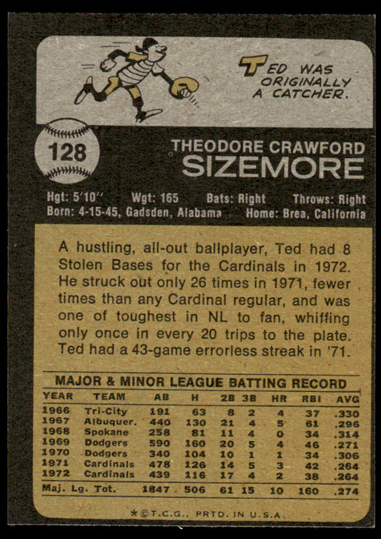 1973 Topps Baseball #128 - Ted Sizemore - NM