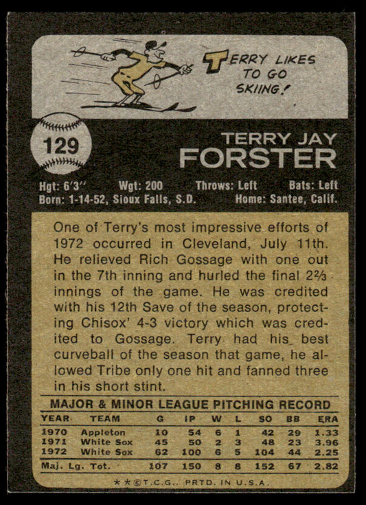 1973 Topps Baseball #129 - Terry Forster - EXMT
