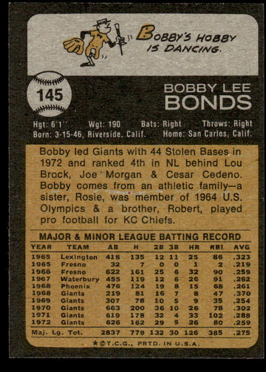 1973 Topps Baseball #145 - Bobby Bonds - EX