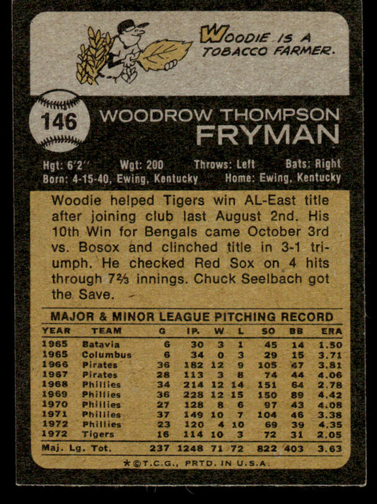 1973 Topps Baseball #146 - Woodie Fryman - EXMT