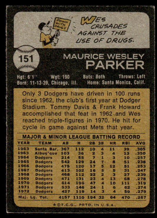 1973 Topps Baseball #151 - Wes Parker - EXMT