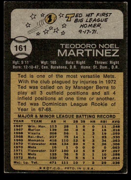 1973 Topps Baseball #161 - Ted Martinez - NM