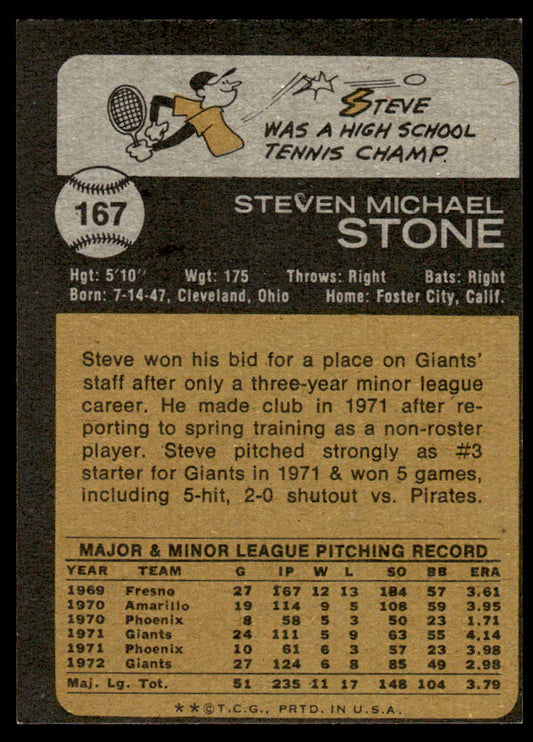 1973 Topps Baseball #167 - Steve Stone - NM