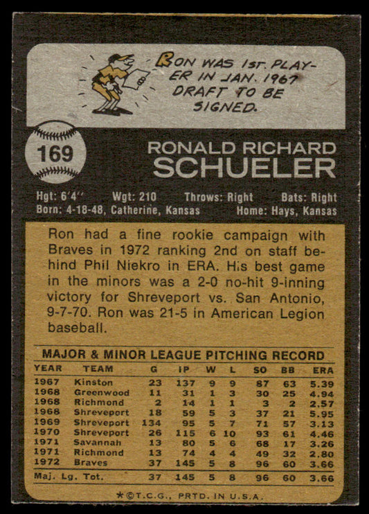 1973 Topps Baseball #169 - Ron Schueler - EXMT