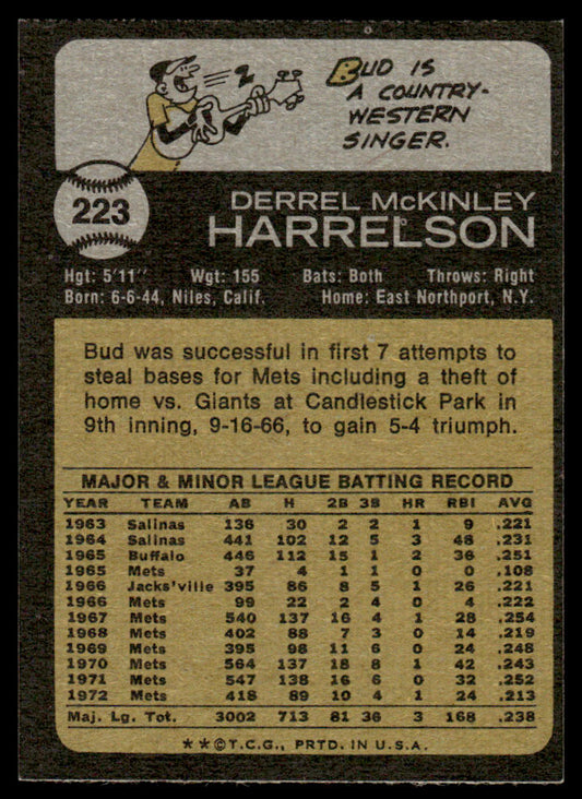 1973 Topps Baseball #223 - Bud Harrelson - NM