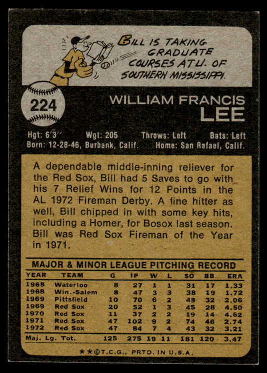 1973 Topps Baseball #224 - Bill Lee - NM