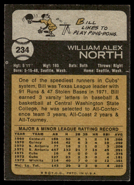 1973 Topps Baseball #234 - Bill North - EXMT