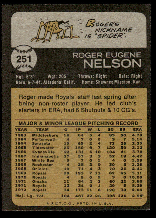 1973 Topps Baseball #251 - Roger Nelson - NM