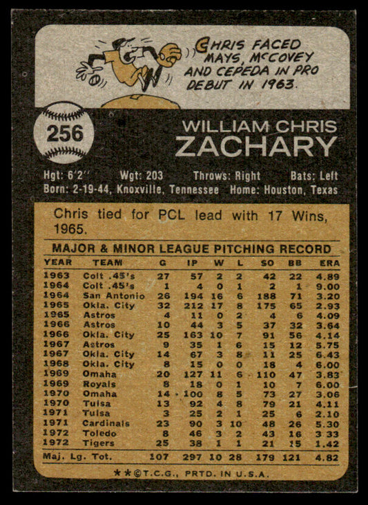 1973 Topps Baseball #256 - Chris Zachary - NM