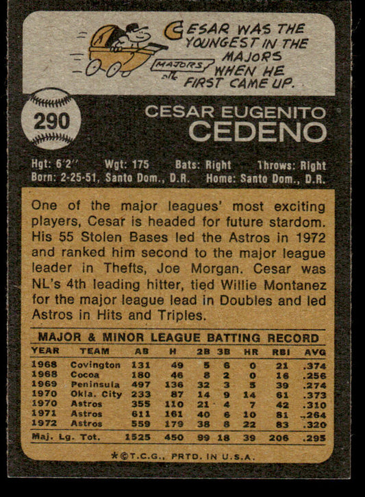 1973 Topps Baseball #290 - Cesar Cedeno - NM