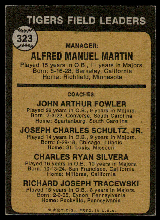 1973 Topps Baseball #323 - Tigers Field Leaders - EXMT