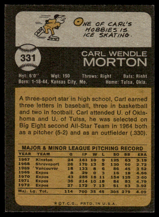 1973 Topps Baseball #331 - Carl Morton - NM