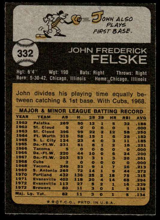 1973 Topps Baseball #332 - John Felske - NM