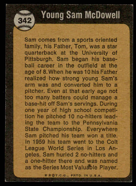 1973 Topps Baseball #342 - Sam McDowell KP - EXMT