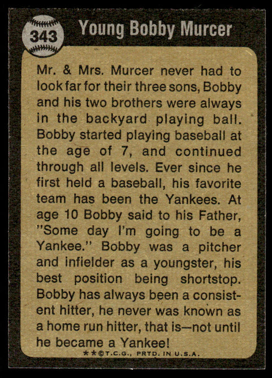1973 Topps Baseball #343 - Bobby Murcer KP - NM