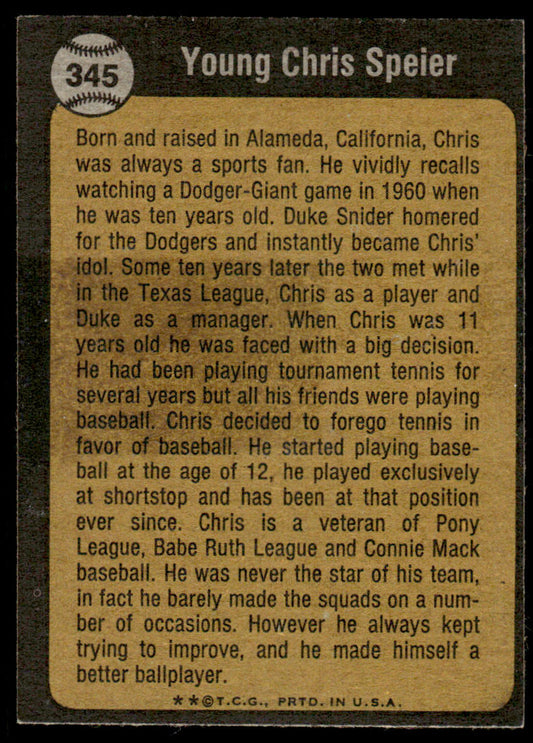 1973 Topps Baseball #345 - Chris Speier KP - EXMT