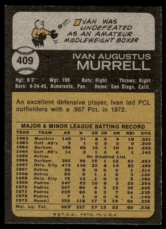 1973 Topps Baseball #409 - Ivan Murrell - NM