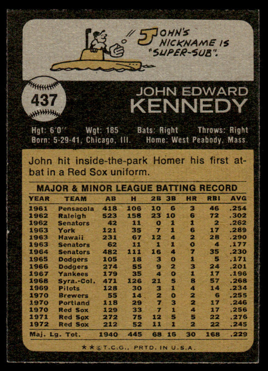 1973 Topps Baseball #437 - John Kennedy - EXMT