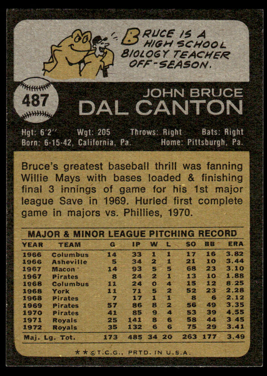 1973 Topps Baseball #487 - Bruce Dal Canton - EXMT