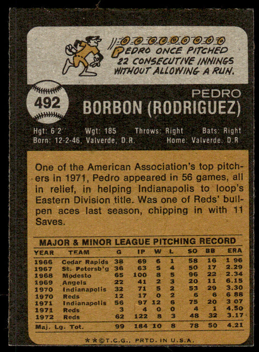 1973 Topps Baseball #492 - Pedro Borbon - EXMT