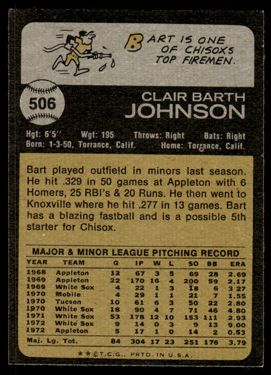 1973 Topps Baseball #506 - Bart Johnson - NM