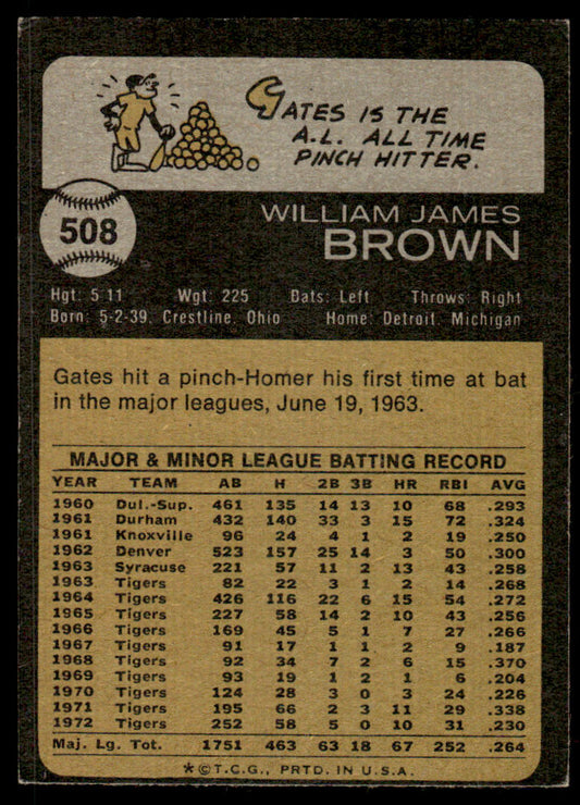 1973 Topps Baseball #508a - Gates Brown - EX