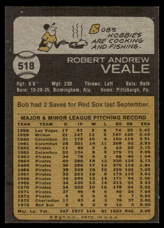 1973 Topps Baseball #518 - Bob Veale - NM