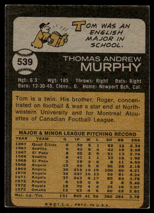 1973 Topps Baseball #539 - Tom Murphy - EX
