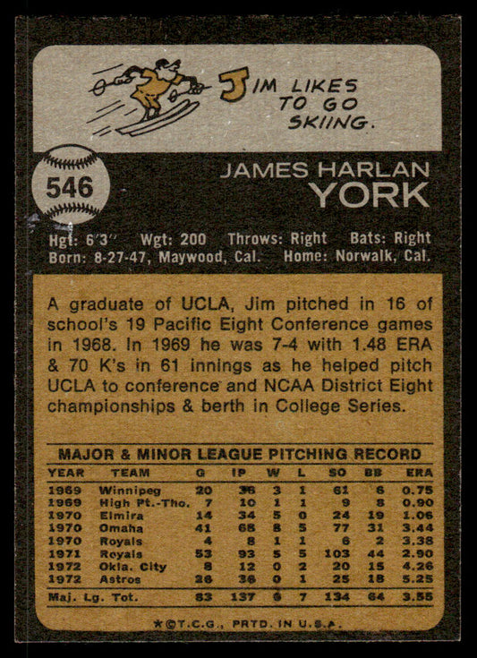1973 Topps Baseball #546 - Jim York - NM