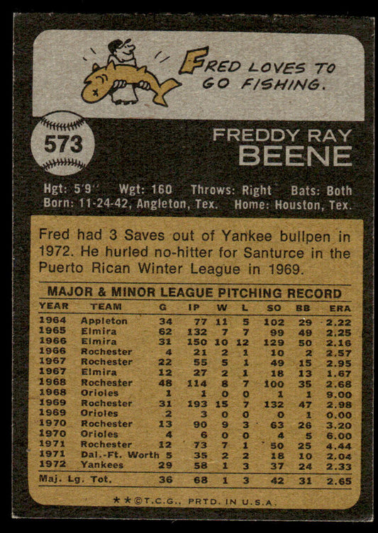 1973 Topps Baseball #573 - Fred Beene - EX