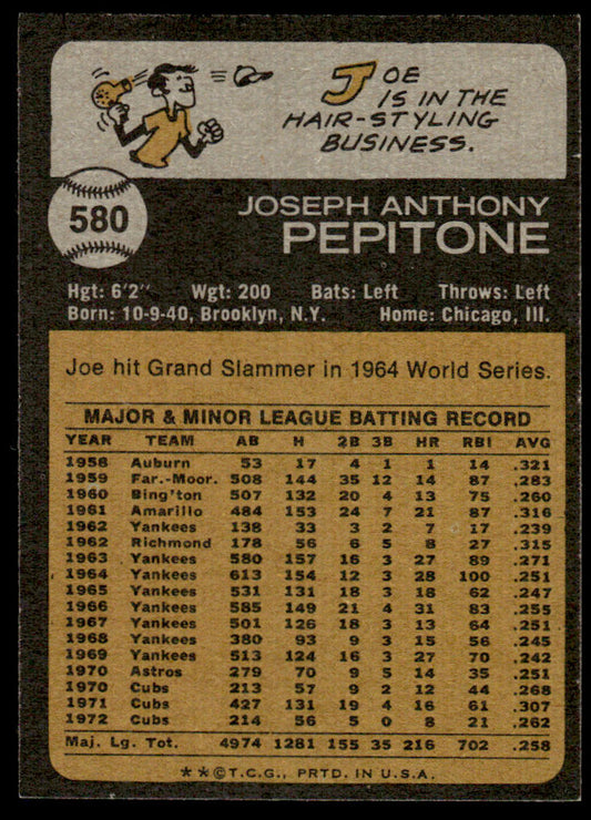 1973 Topps Baseball #580 - Joe Pepitone - EXMT