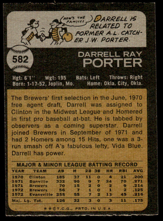 1973 Topps Baseball #582 - Darrell Porter - EXMT
