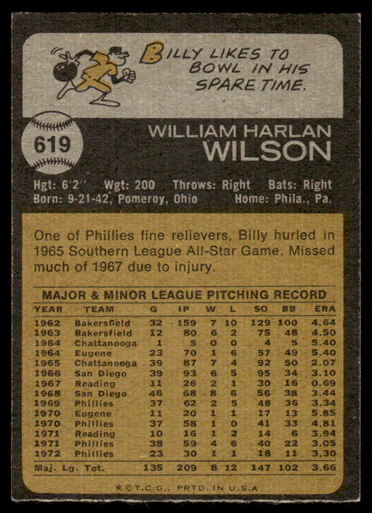 1973 Topps Baseball #619 - Billy Wilson - EXMT