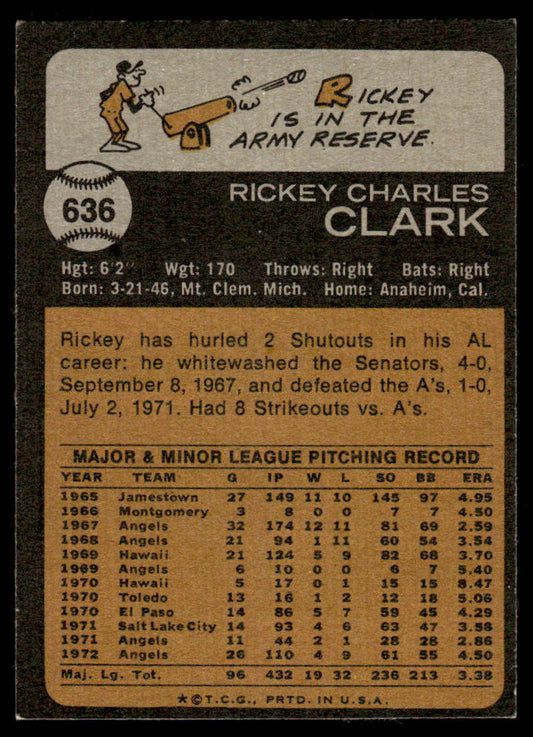 1973 Topps Baseball #636 - Rick Clark - EXMT