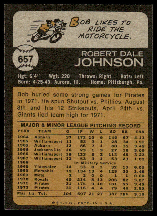 1973 Topps Baseball #657 - Bob Johnson - NM