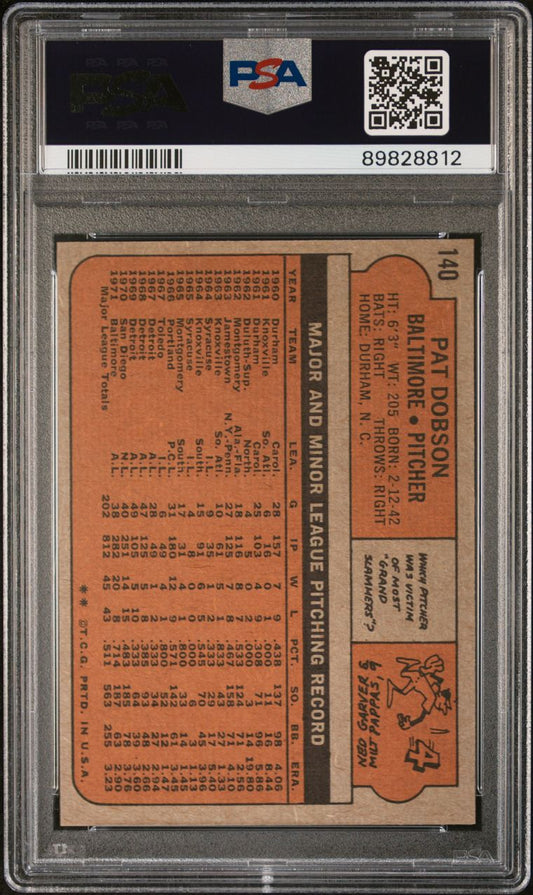 1972 Topps Baseball #140 - Pat Dobson - PSA 9 - MINT