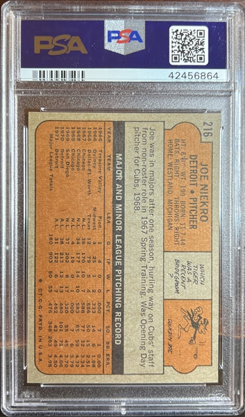 1972 Topps Baseball #216a - Joe Niekro - PSA 9 - MINT