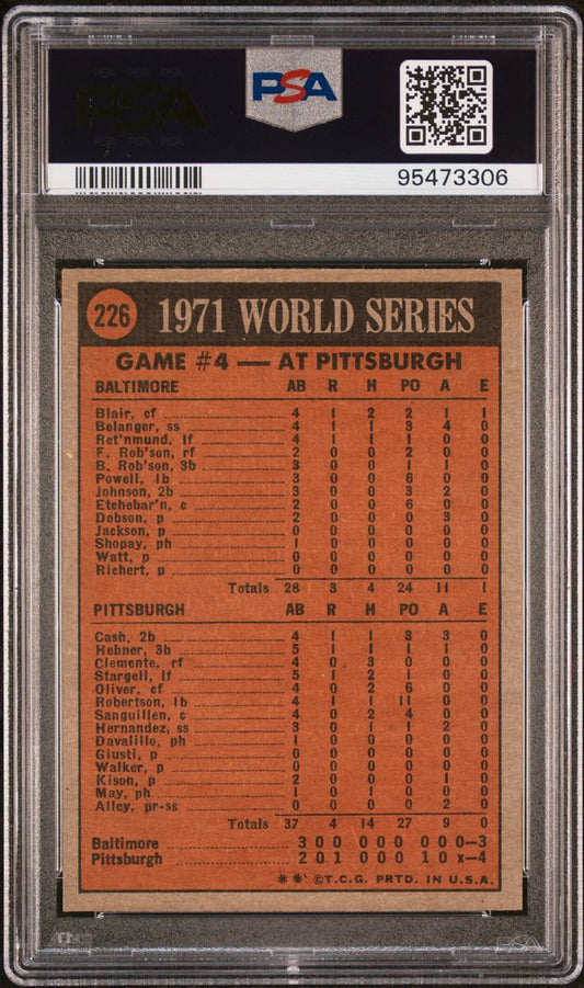 1972 Topps Baseball #226 - 1971 World Series Game 4 - PSA 8 - NMMT